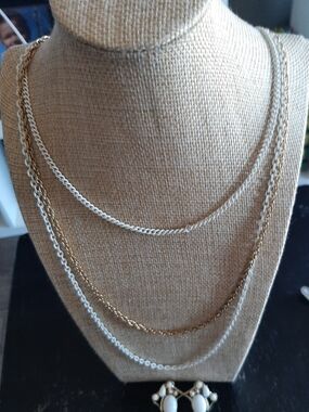 Layered Gold and Silver Chain Necklace Set